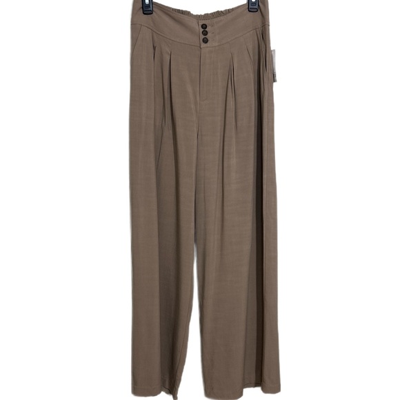Bar III Pants - Bar III Stylish Brown Pleated Wide-Leg Pants
